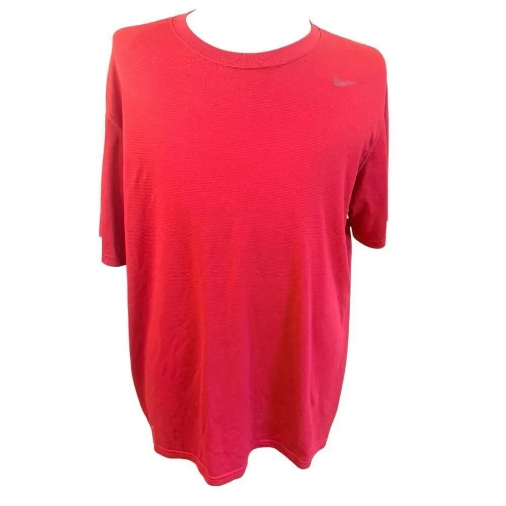Nike Dri-Fit T-Shirt Red XL Silver Swoosh Training Running Athleisure